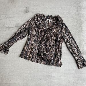 Y2K vintage 2000's animal print ruffle blouse snake skin it girl